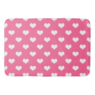 Pink White Lovely Hearts Design  Bath Mat