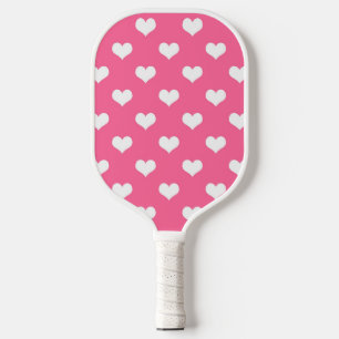 Pink White Lovely Hearts Design  Pickleball Paddle