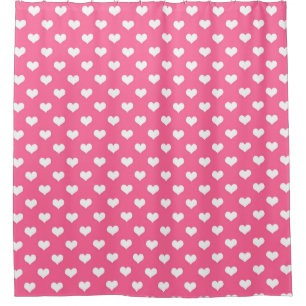 Pink White Lovely Hearts Design  Shower Curtain