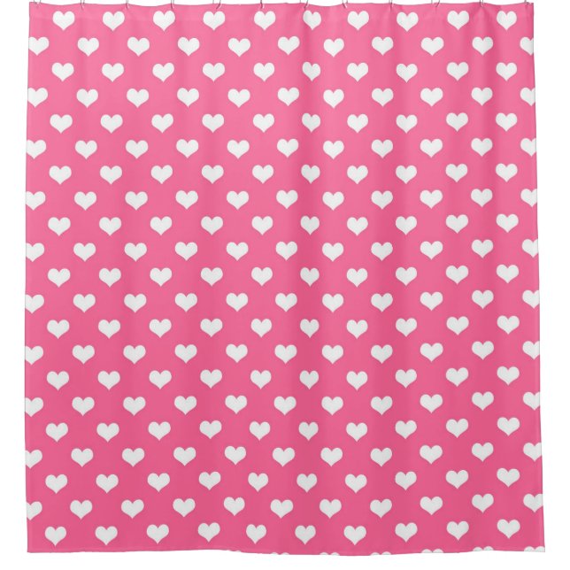 Pink White Lovely Hearts Design  Shower Curtain (Front)