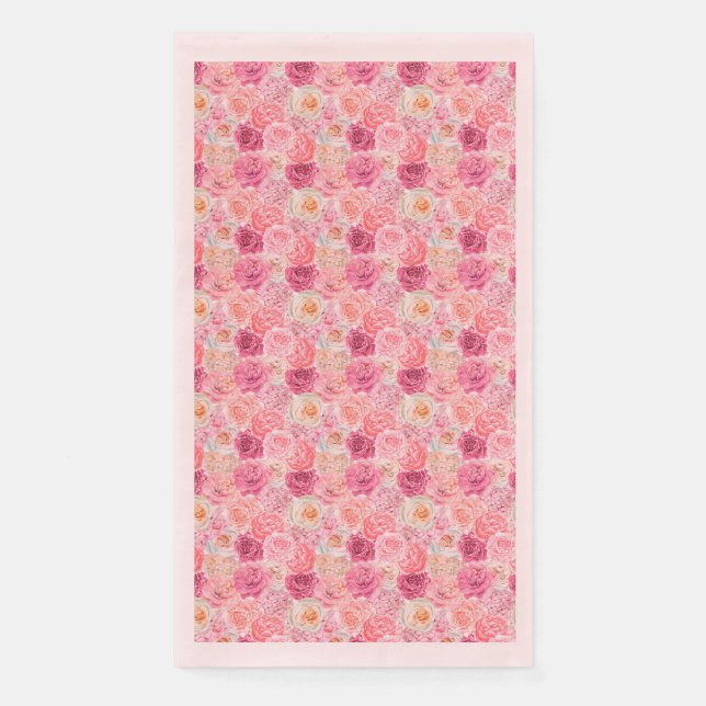Pink White Magenta Floral Flowers Elegant Napkin (Front)