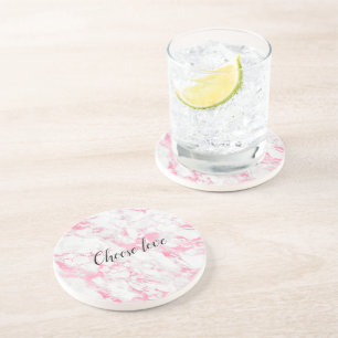 Pink White Marble             Coaster