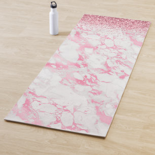 Pink White Marble Glitter              Yoga Mat