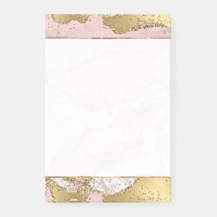 Pink White Marble Gold Glitter Post-it Notes