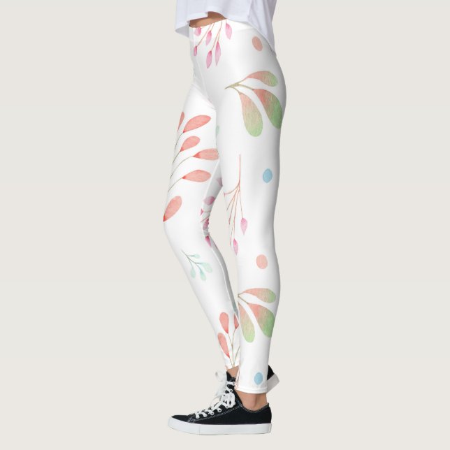 Pink & White Marble Leggings - Floral Hip Style (Left)