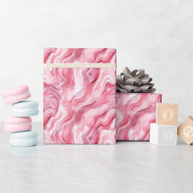 Pink & White Marble  Wrapping Paper (Baby Shower)