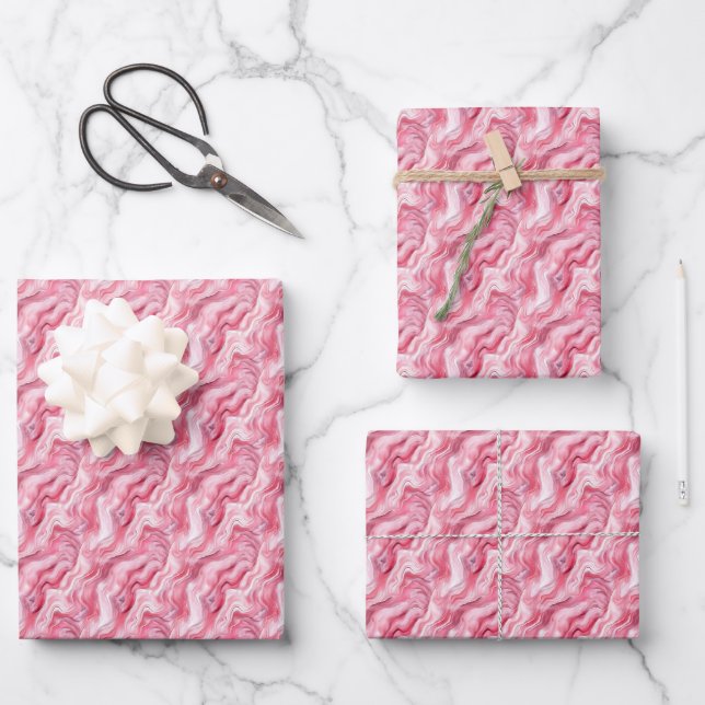 Pink & White Marble  Wrapping Paper Sheet (Front)