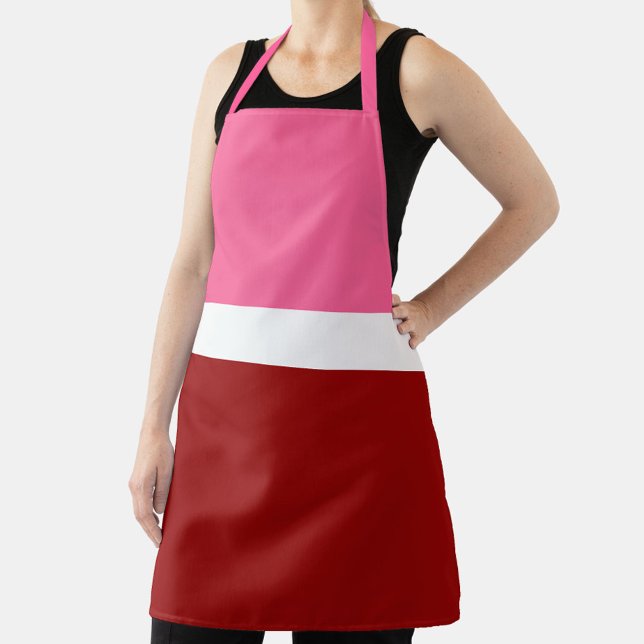 Pink White Maroon Red Colour Block  Apron (Creator Uploaded)