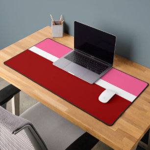 Pink White Maroon Red Colour Block Desk Mat