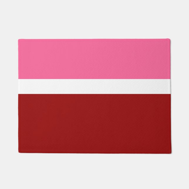 Pink White Maroon Red Colour Block  Doormat (Front)