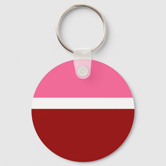Pink White Maroon Red Colour Block  Key Ring (Front)