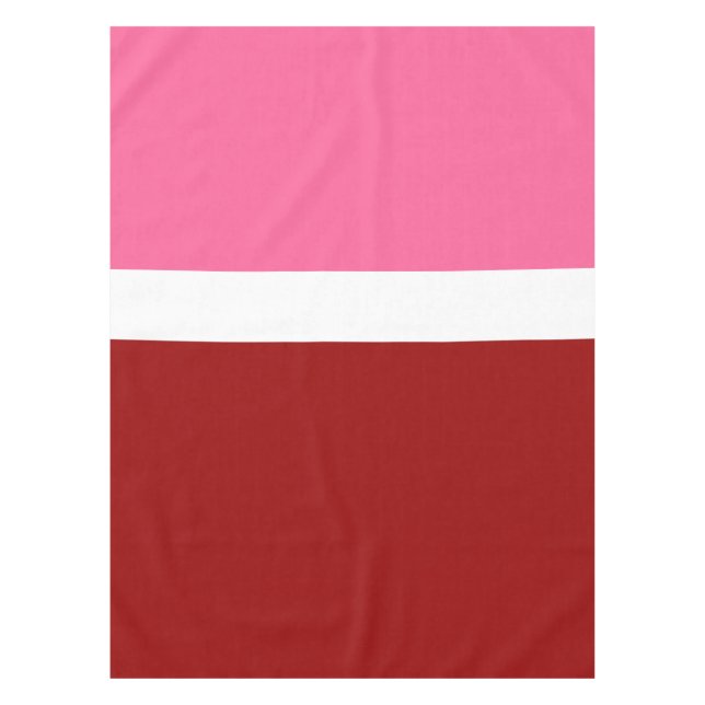 Pink White Maroon Red Colour Block  Tablecloth (Front)