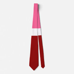 Pink White Maroon Red Colour Block Tie