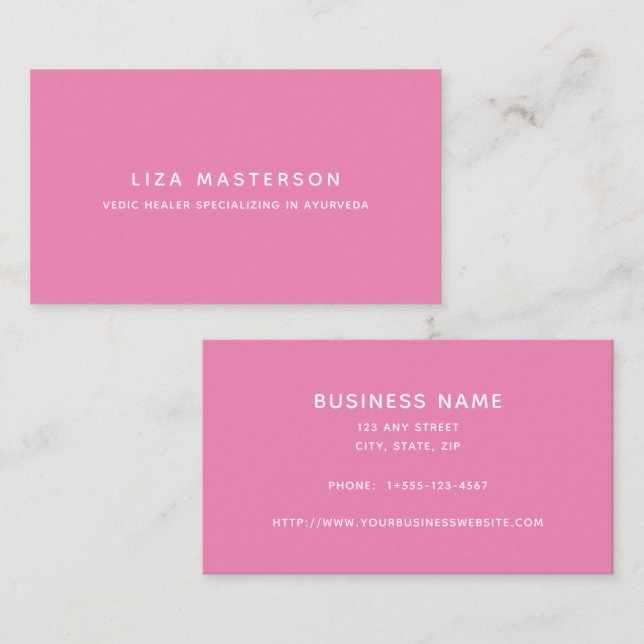 Pink White Minimal Alternative Medicine Healer Business Card (Front/Back)