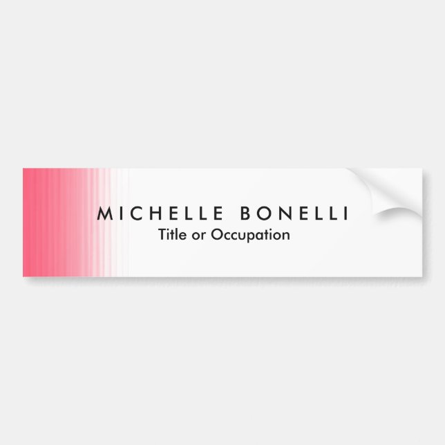 Pink White Minimalist Feminine Plain Modern Bumper Sticker (Front)