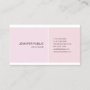 Pink White Minimalistic Elegant Design Trendy Business Card