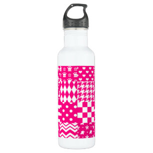 Pink White Mixed Patterns Patchwork Design  710 Ml Water Bottle