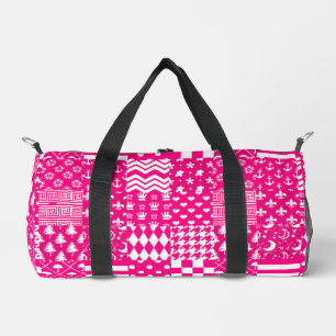 Pink White Mixed Patterns Patchwork Design  Duffle Bag
