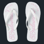 Pink White Modern Custom Bridal Party Flip Flops<br><div class="desc">These flip flops are perfect for your bridesmaids! Customise with your wedding date and wedding colours.</div>