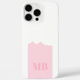pink & white monogram name initials  iPhone 16 pro max case