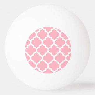 Pink White Moroccan Quatrefoil Pattern #5 Ping Pong Ball