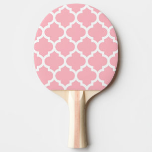 Pink White Moroccan Quatrefoil Pattern #5 Ping Pong Paddle