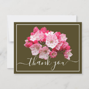 Pink/White Mountain Laurel Olive Back Thank You Postcard