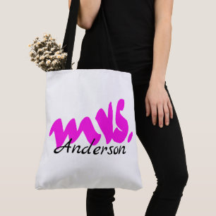 Pink White Mrs. Gifts Party Favour Monograms Cute Tote Bag