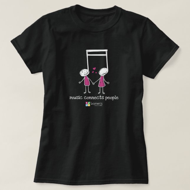 Pink & White Music Connects People T-Shirt (Design Front)