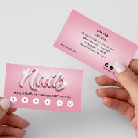 Pink & White Nail artist 3D TEXT 6 Punch Customer 