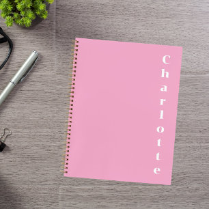 Pink white name notebook