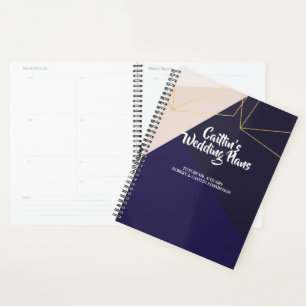 Pink white navy blue & gold geometrWedding planner
