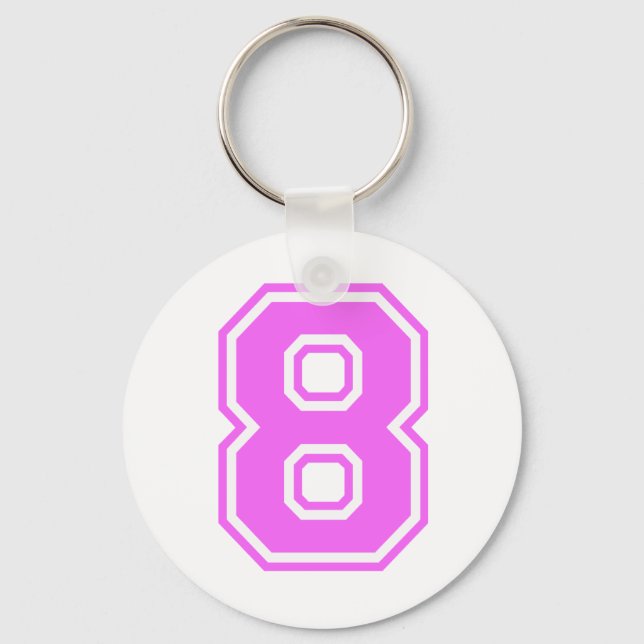 PINK & WHITE NUMBER 8 KEY RING (Front)
