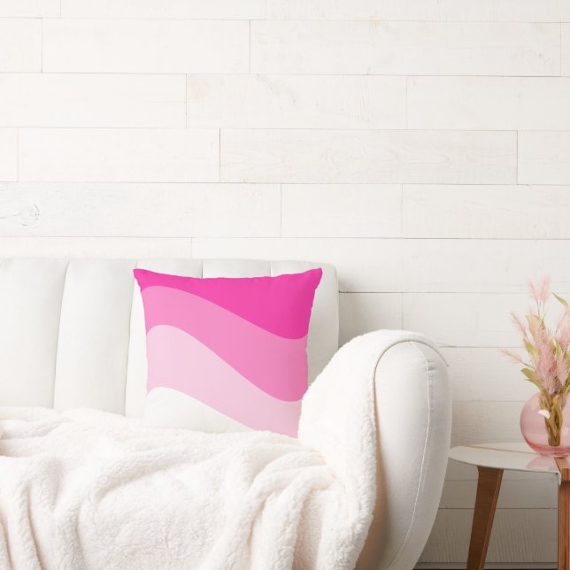 Pink White Ombre Wave pattern Cushion (Couch)