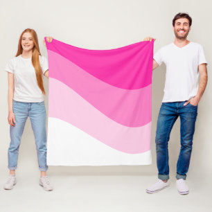 Pink White Ombre Wave pattern Fleece Blanket