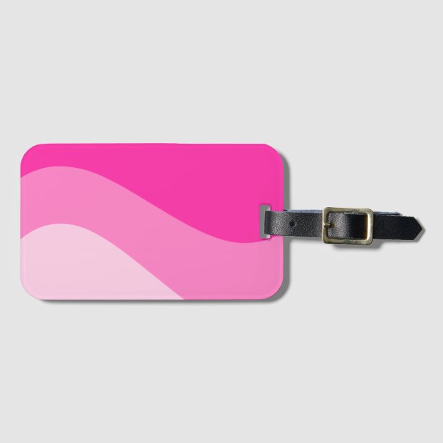 Pink White Ombre Wave pattern Luggage Tag (Front Horizontal)