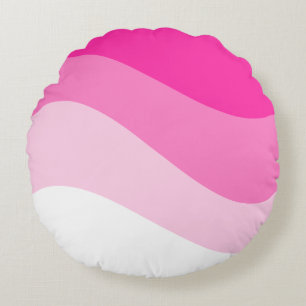 Pink White Ombre Wave pattern Round Cushion