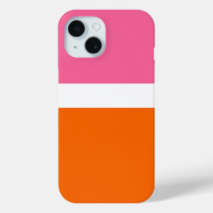 Pink White Orange Plain Colour Block Design  iPhone 15 Case