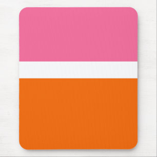 Pink White Orange Plain Colour Block Design  Mouse Pad