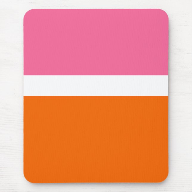 Pink White Orange Plain Colour Block Design  Mouse Pad (Front)