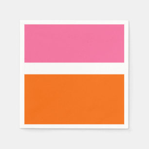 Pink White Orange Plain Colour Block Design Napkin