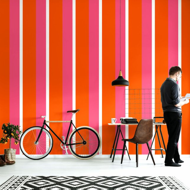 Pink White Orange Plain Colour Block Design  Wallpaper (Creator Uploaded)