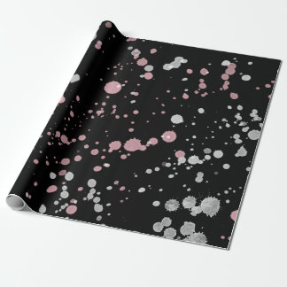 Pink & White Paint Splatter Wrapping Paper