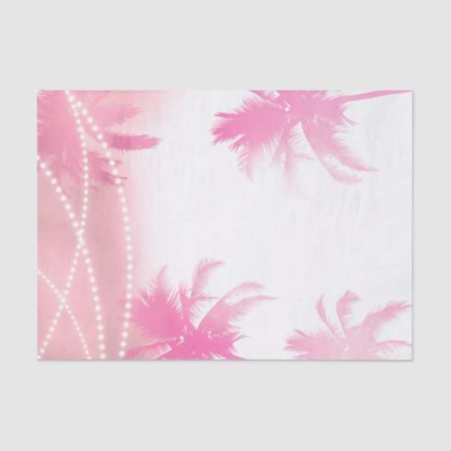 Pink White Palm Trees & Lights Tropical Summer Tissue Paper (Front)