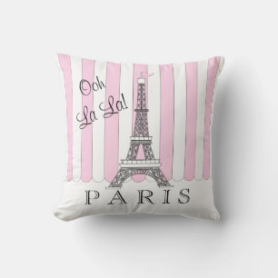 Pink   White Paris Eiffel Tower Ooh La La Cushion