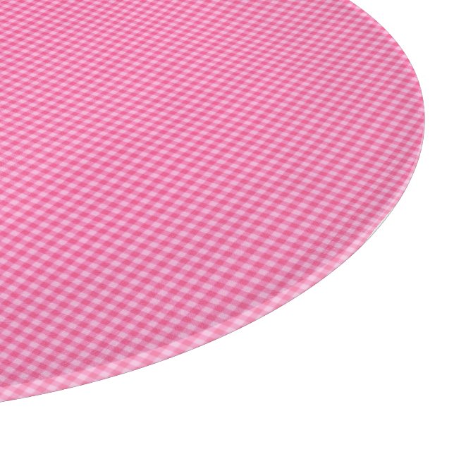 Pink-White Pastel Gingham-ROUND CUTTING BOARD (Corner)