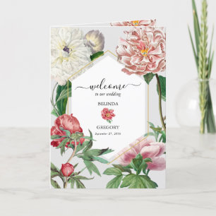 Pink White Peonies Wedding Order of Service Program