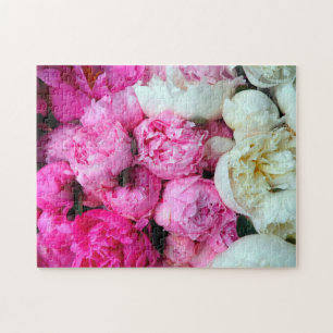 Pink & White Peony Flowers Jigsaw Puzzle