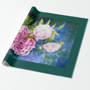 Pink white peony painting   romantic floral wrapping paper