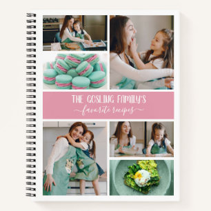 Pink White Photo Collage Family Recipes Notebook